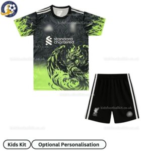 Lvr^_^pooI Special Edition Kids Football Kit 202526 (No Socks) – Green-frontview